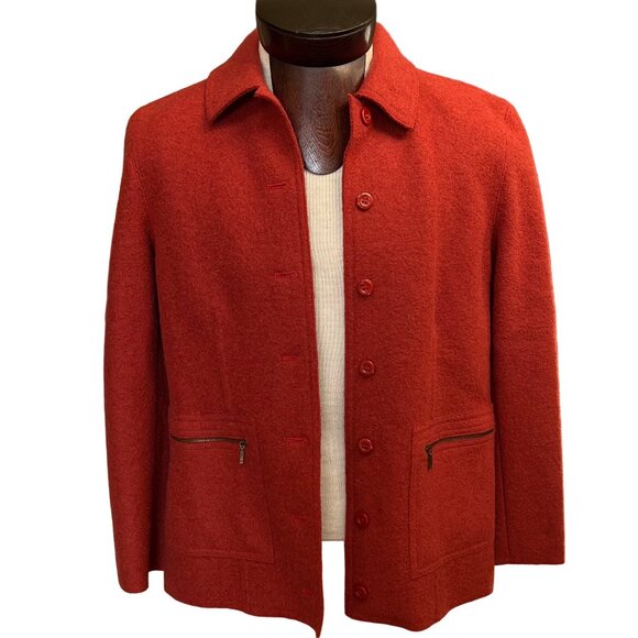 Talbots‎ Jacket Blazer Orange Terra Cotta Red Alpaca & Wool Blend Size LG Petite - Picture 4 of 8